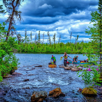 stream the flows out of lake in the north