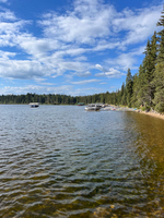 Boats in front of the cabins. Boats in front of the cabins.