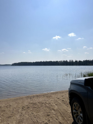 My truck at the boat launch.
