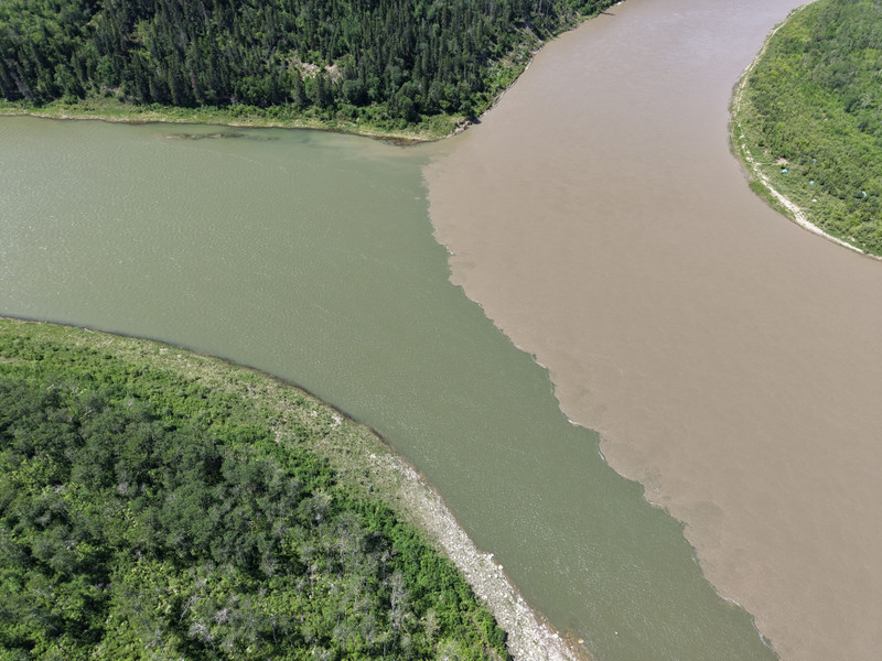 Where the North and South Saskatchewan Rivers meet.