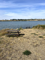 Picnic tables at the point.