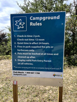 Campground rules sign.