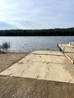 Cement boat launch and dock.