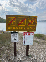 Signage at the boat launch.