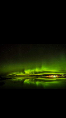 Auroras above Jan Lake Lodge. 