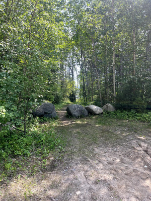 Rocks across path down to the launch.