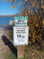 Signage at the boat launch.