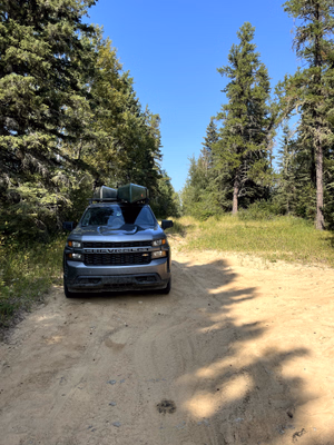 My truck parked at the launch site.