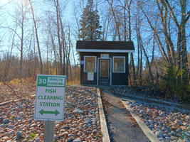 Fish filleting shack at the boat launch.