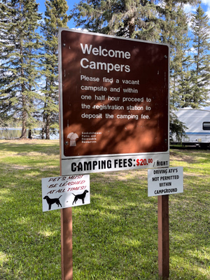 Welcome sign and fees.