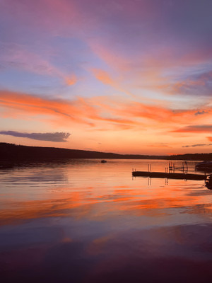 Beautiful sky on a calm night at Kipabiskau Lake