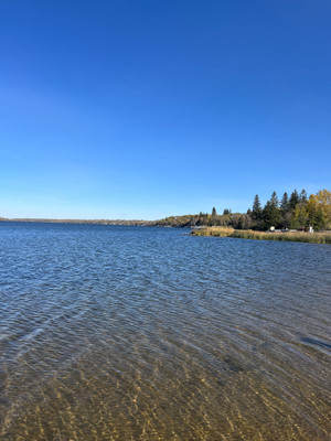 View of the water from the beach.