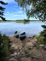 Launching the canoes on Stickley Lake