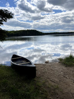 Launching my canoe at the boat launch.