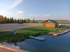 View of marina and parking lot.