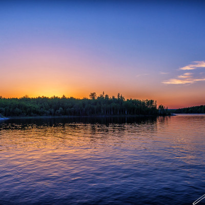 Sunset on Drinking lake after paddling the Whitemoose river