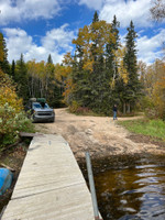 Gravel launch and dock.