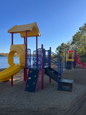 Playground equipment on the beach.
