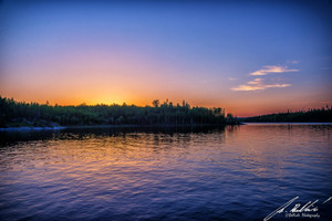 Sunset on Drinking lake after paddling the Whitemoose river