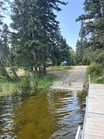 Cement boat launch and dock.