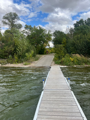 Cement boat launch and dock.