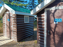 Bathrooms near the launch and beach.