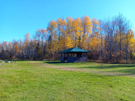 Covered picnic area at Mud Creek Beach.