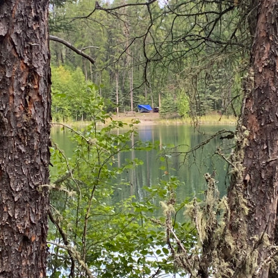 View of the 2 camp sites from across the lake.