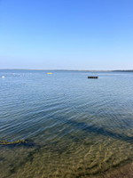 Floating dock at beach.