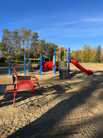 Playground equipment on the beach.