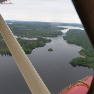 Looking at Otter Rapids and Devil lake from the air