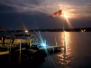 Oh Canada....moon over flag on Balone Beach September 11th 10pm