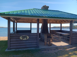 Covered picnic area at the beach