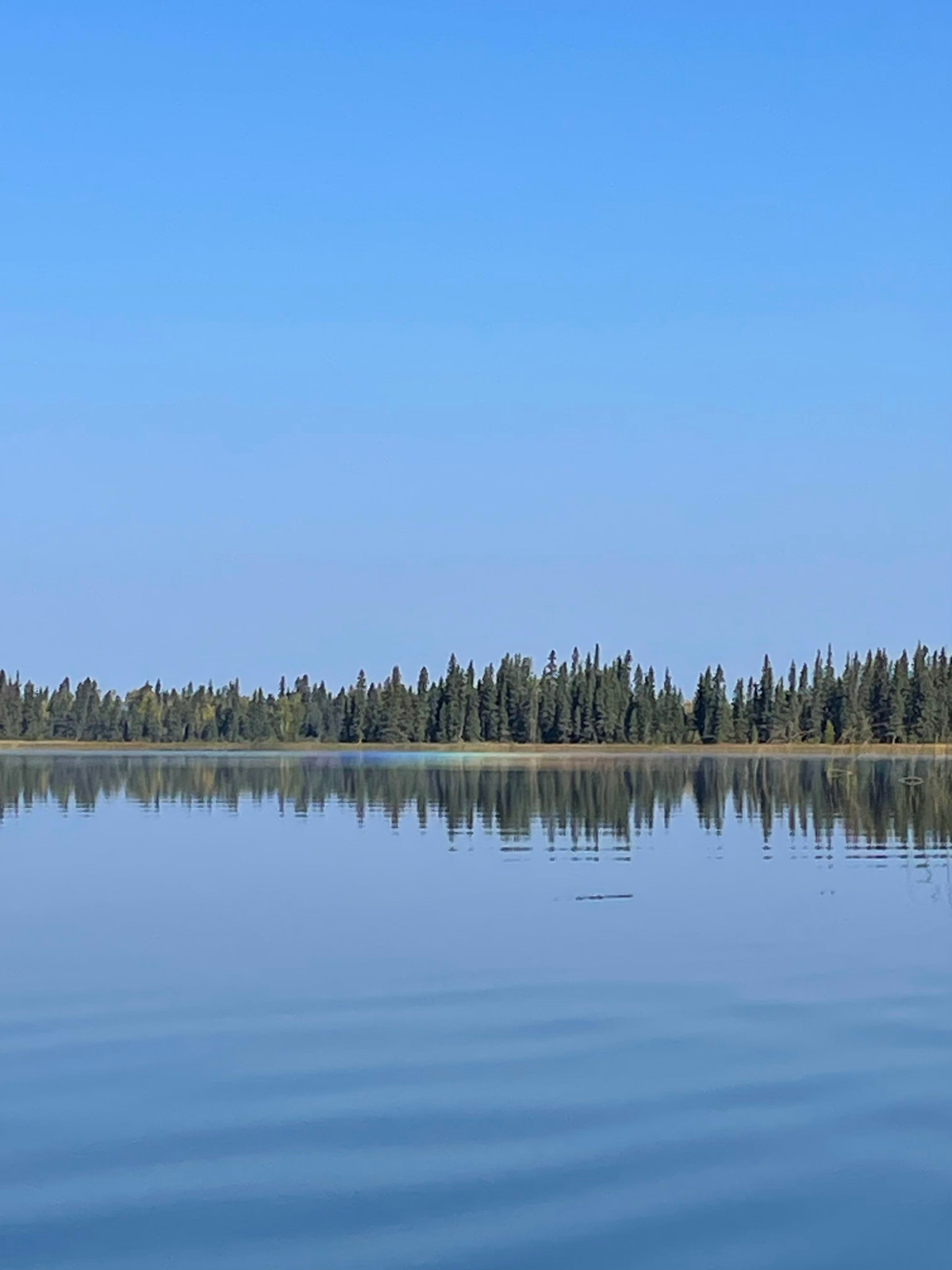 Rainbow on the water at Anglin Lake photo by Diane Chubak