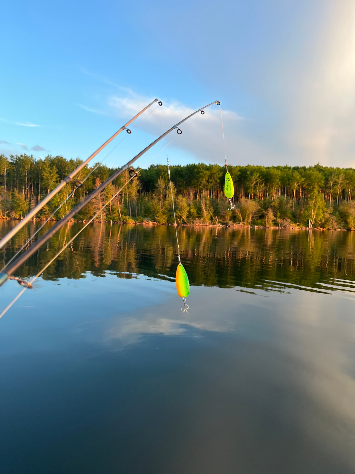 Fishing out of a Rubber blow up boat with a small electric motor with my best friend. 2 girls who love to fish!