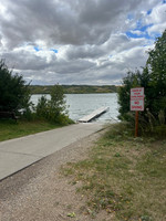 Cement boat launch and dock.