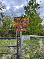 Signage at the entrance to the private road that leads to the lake.