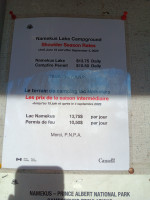 Campground prices sign.