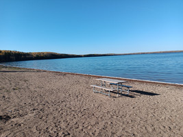 Picnic table at the beach.