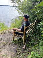 Dad enjoying the view and bench.