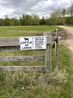 Signage at the entrance to the private road that leads to the lake.