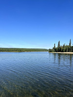 View of the beach from boat launch dock.