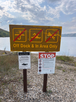 Signage at the boat launch.