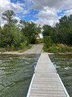 Cement boat launch and dock.