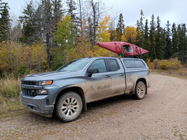 My truck and kayak at the lake