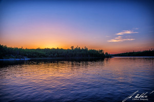 Sunset on Drinking lake after paddling the Whitemoose river