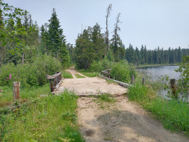 The condemned bridge on the way to Steepbank Lake.