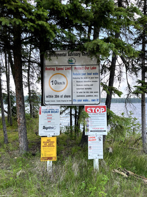 Signage at the boat launch.