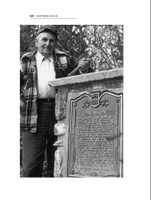 Olaf Hanson with his commemorative plaque at Gillingham Lake. The plaque is now missing.