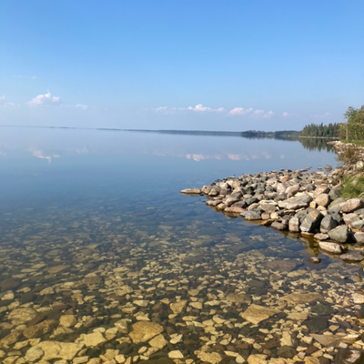 24 kms South of Denare Beach village on East shore of Amisk Lake. 